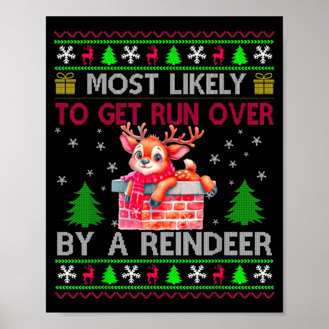 Most Likely To Get Run Over By A Reindeer Matching Poster (Front)