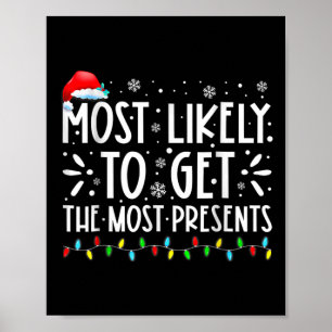 Most Likely To Get The Most Present Family Christm Poster