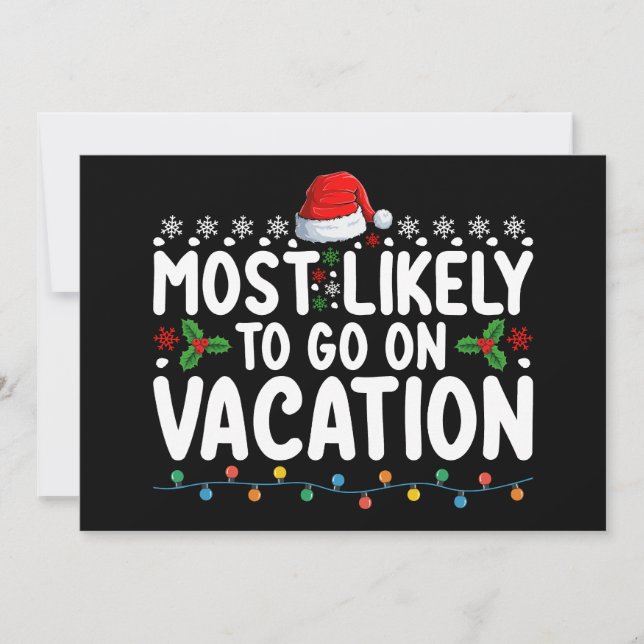 Most Likely To Go On Vacation Christmas Family Invitation (Front)