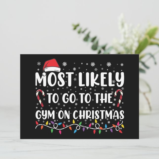 Most Likely To Go To The Gym On Christmas Family Invitation (Standing Front)
