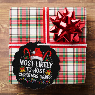 Most Likely To Host Christmas Games Family Tree Decoration Card