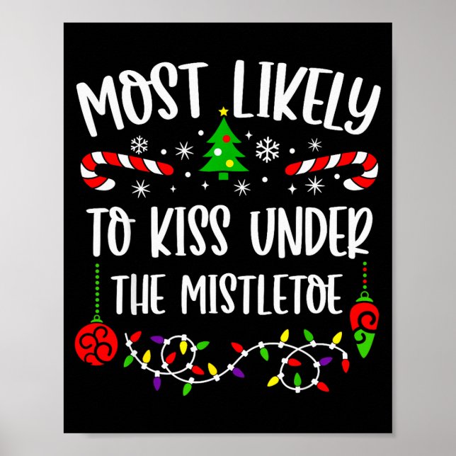 Most Likely To Kiss Under Mistletoe Funny Family C Poster (Front)