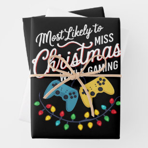 Most Likely To Miss Christmas While Gaming Gamer  Wrapping Paper Sheet