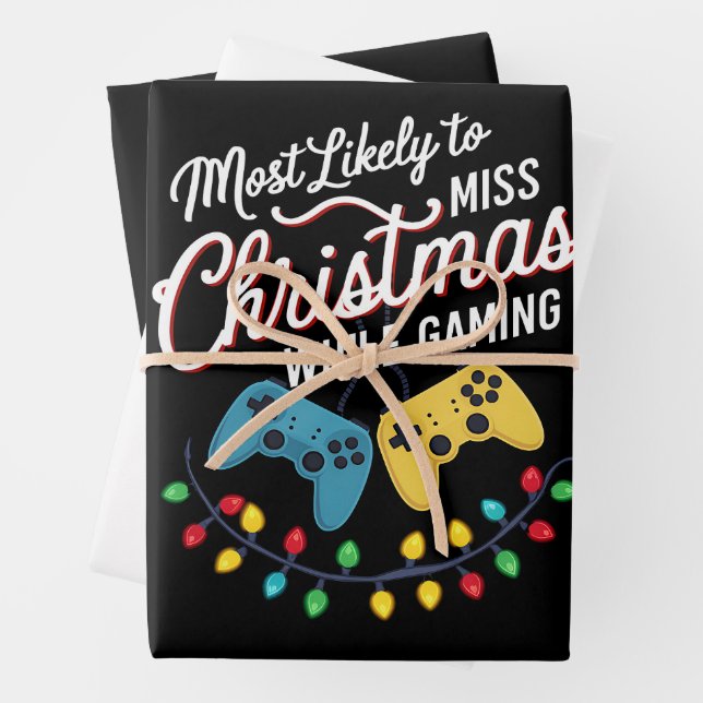 Most Likely To Miss Christmas While Gaming Gamer  Wrapping Paper Sheet (In situ)