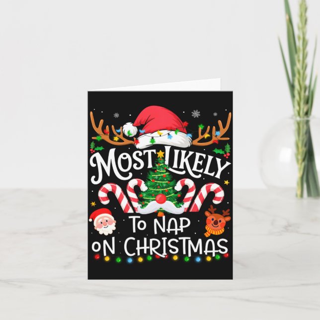 Most Likely To Nap On Christmas Family Matching Ch Card (Front)