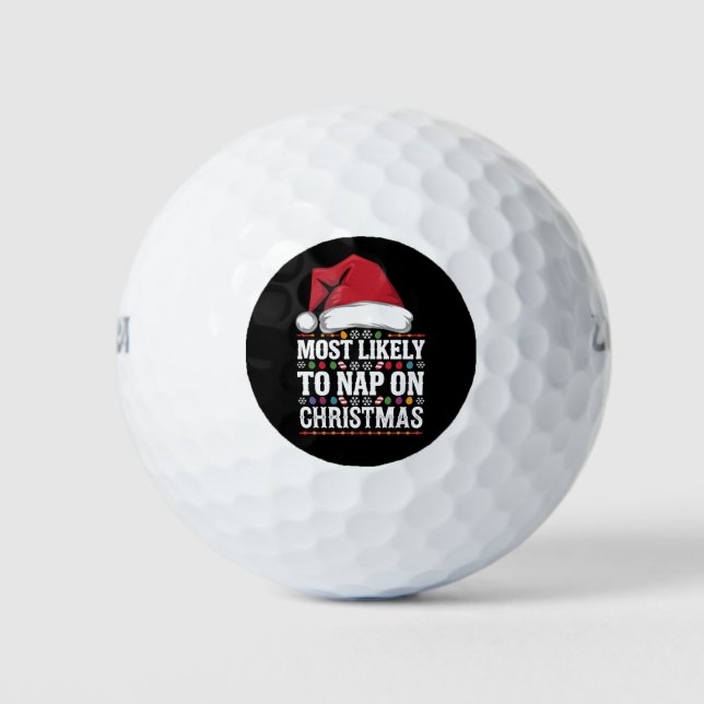 Most Likely To Nap On Christmas Family Matching  Golf Balls (Front)