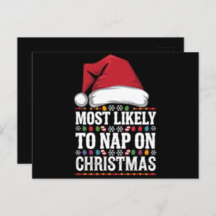 Most Likely To Nap On Christmas Family Matching  Postcard