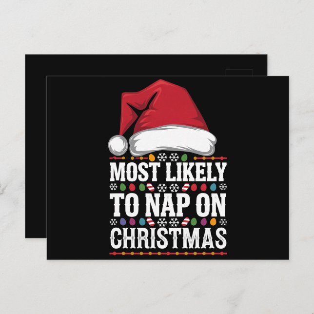 Most Likely To Nap On Christmas Family Matching  Postcard (Front/Back)