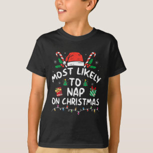 Most Likely To Nap On Christmas Family Matching T-Shirt
