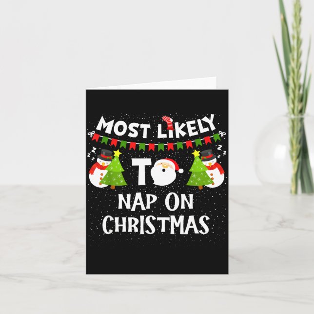 Most Likely To Nap On Christmas Funny Family Match Card (Front)