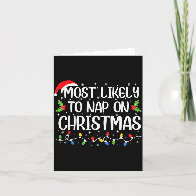 Most Likely To Nap On Christmas Funny Family Match Card (Front)