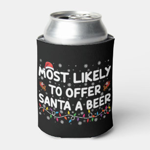 Most Likely To Offer Santa A Beer Christmas Lights Can Cooler