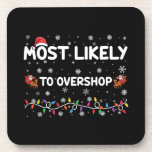 Most Likely To Overshop Christmas Shopping Crew Coaster<br><div class="desc">Most Likely To Overshop Christmas Shopping Crew</div>