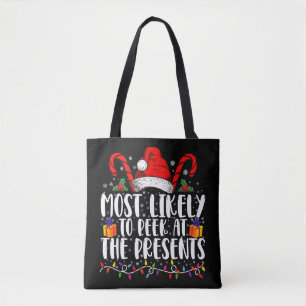 Most Likely To Peek At The Presents Family Xmas Tote Bag