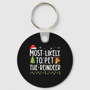 Most Likely To Pet Reindeer Christmas Key Ring