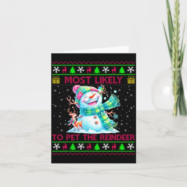 Most Likely To Pet The Reindeer Family Matching Ch Card (Front)