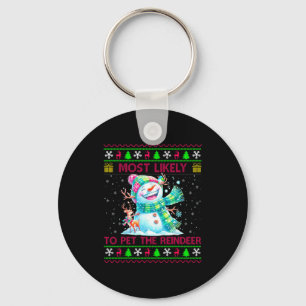 Most Likely To Pet The Reindeer Family Matching Ch Key Ring