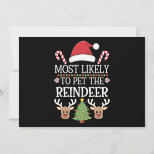 Most Likely To Pet The Reindeer Squad Family Joke Holiday Card