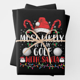 Most Likely To Play Golf With Santa Family Xmas Wrapping Paper Sheet