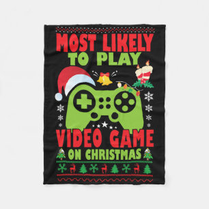 Most Likely To Play Video Game Family Matching Chr Fleece Blanket