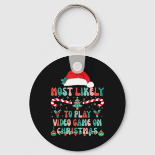 Most Likely To Play Video Game Xmas Matching 1  Key Ring