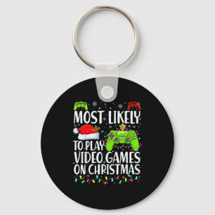 Most Likely To Play Video Games On Christmas Xmas  Key Ring