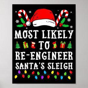 Most Likely To Re-engineer Santa's Sleigh Christma Poster