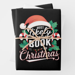 Most Likely To Read A Book On Christmas Wrapping Paper Sheet