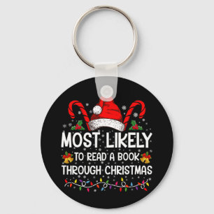 Most Likely To Read A Book Through Christmas Key Ring