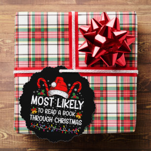 Most Likely To Read A Book Through Christmas  Tree Decoration Card