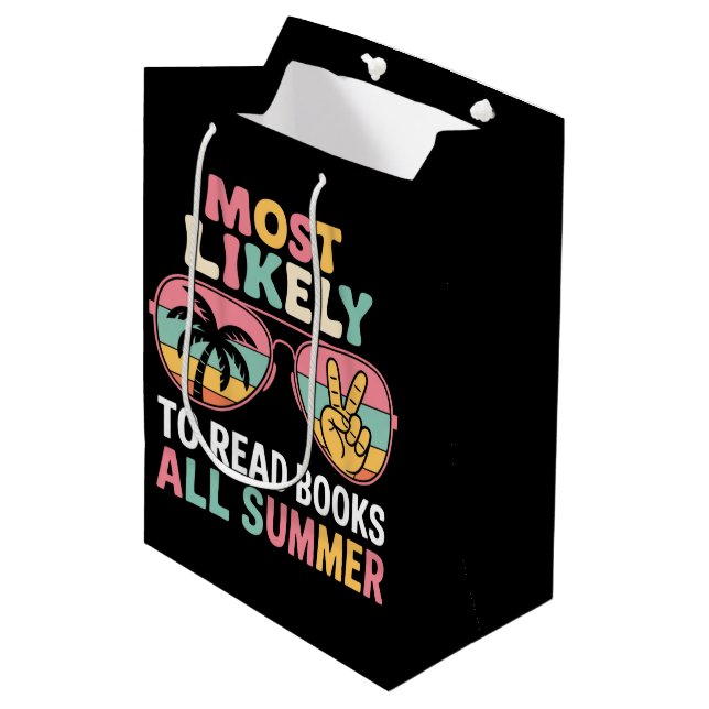 Most Likely To Read Books All Summer Teacher Gift Medium Gift Bag (Front Angled)