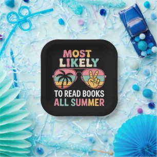 Most Likely To Read Books All Summer Teacher Gift Paper Plate