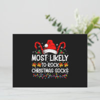 Most Likely To Rock Christmas Socks Funny Xmas
