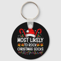 Most Likely To Rock Christmas Socks Funny Xmas