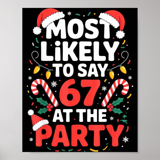 Most Likely To Say 67 At The Party Funny Christmas Poster (Front)