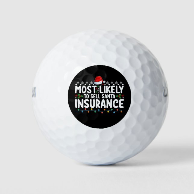 Most Likely To Sell Santa Insurance Christmas Golf Balls (Front)