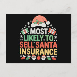 Most Likely To Sell Santa Insurance Christmas Xmas Holiday Postcard