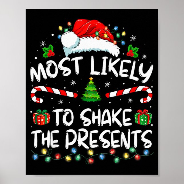 Most Likely To Shake The Family Matching Christmas Poster (Front)