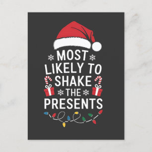 Most Likely To Shake The Presents Christmas   Invitation Postcard