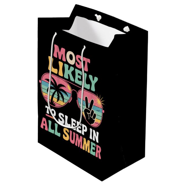 Most Likely To Sleep In All Summer Teacher Gift Medium Gift Bag (Front Angled)
