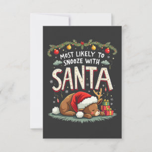 Most Likely to Snooze with Santa Sleepy Reindeer  Thank You Card