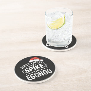 Most Likely To Spike The Eggnog Christmas Matching Coaster