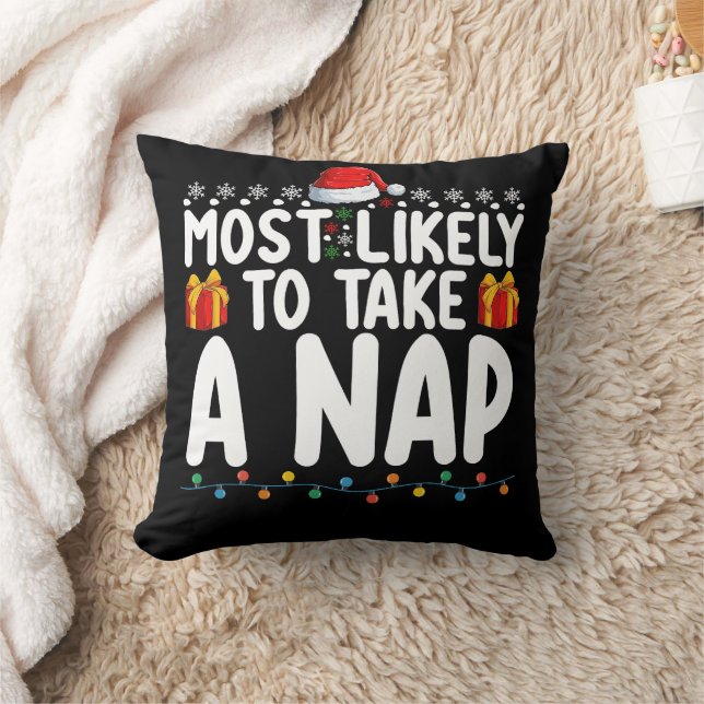 Most Likely To Take A Nap Christmas Holiday Cushion (Blanket)