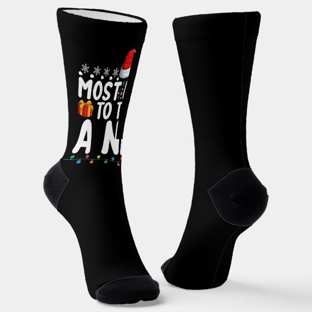 Most Likely To Take A Nap Christmas Holiday Socks (Angled)