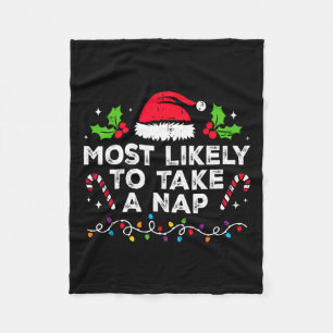 Most Likely To Take A Nap Family Christmas Matchin Fleece Blanket