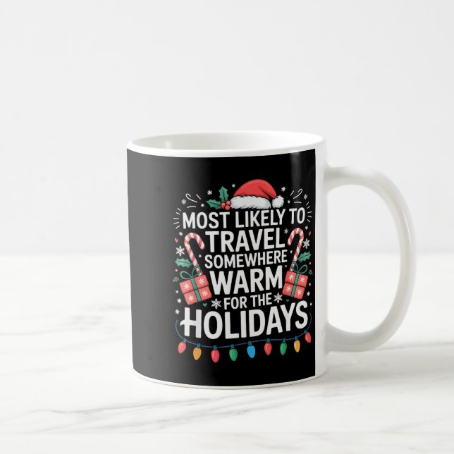 Most Likely To Travel Somewhere Warm For The Holid Coffee Mug (Right)