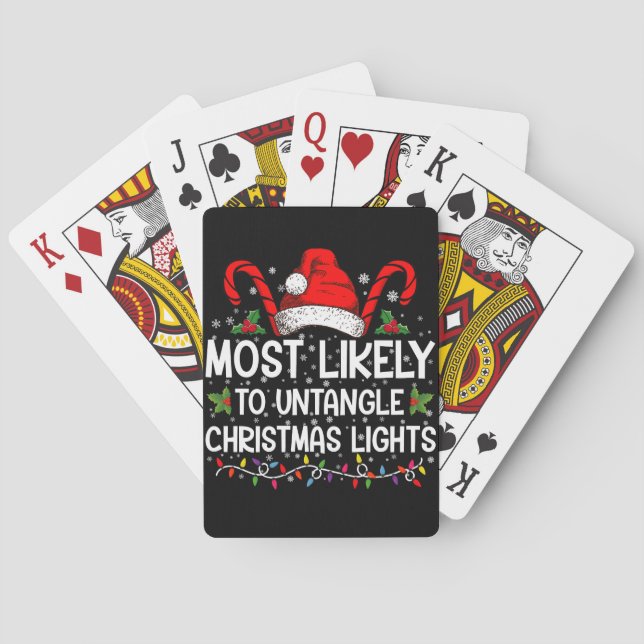 Most Likely To Untangle Christmas Lights Matching Playing Cards (Back)