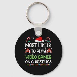 Most Likely To Video Games Christmas Family Gamer Key Ring