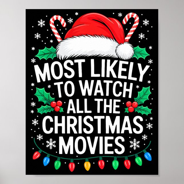 Most Likely To Watch All The Christmas Movies Shir Poster (Front)