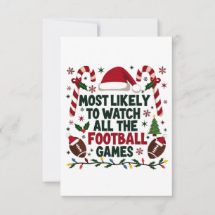 Most Likely to Watch All the Football Games Ugly  Thank You Card